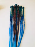13 se 1 braid Dreadlock Extensions-Peacock Blue and rusty red blend