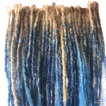 32se Dreadlock Extensions-Dark Blonde and Light Brown to  blue ombré
