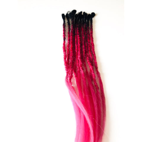 11se Dreadlock Extensions-Black/Red/Pink Ombre