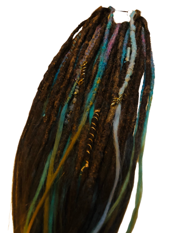 50 se Dreadlock Extensions-Caramel Mint  Charms Wraps