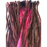 52Se  Dreadlock Extension-Earthy Reds Browns black red pink highlights
