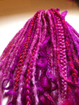 Partial Set double Dreadlock & Braid Extensions-Curls Magenta Pink Purple blend