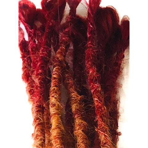 12se Dreadlock Extensions  - Wine Red to Amber tips