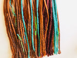 60  se  Dreadlock Extensions-amber,dark red,earthy brown and mint green  and wraps