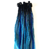 20 se Dreadlock Extensions-Black to Blue Ombres