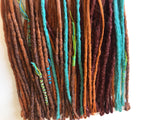 60  se  Dreadlock Extensions-amber,dark red,earthy brown and mint green  and wraps