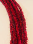 10 se Dreadlock Extensions-Red Sparkle Tinsel