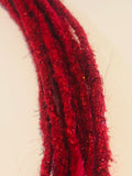 10 se Dreadlock Extensions-Red Sparkle Tinsel